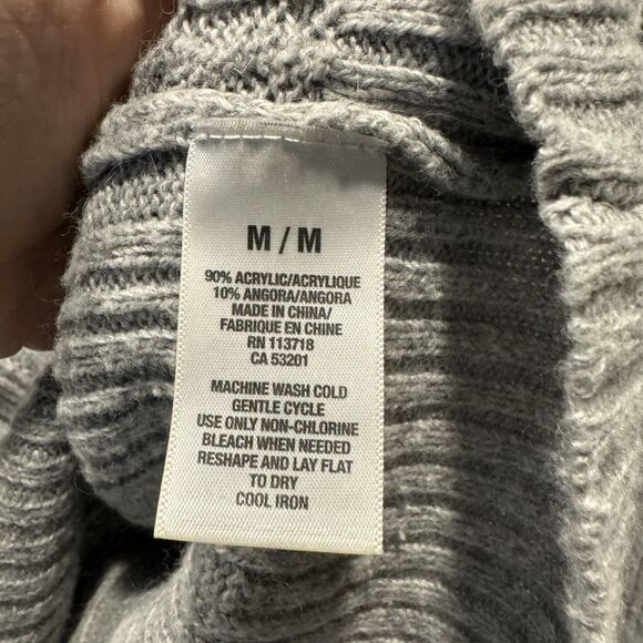 Aeropostale Y2K Sweater Cable Knit Angora Blend Gray V-Neck Preppy Women sz M - Picture 4 of 6